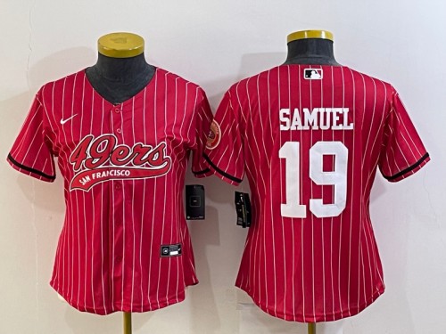 Youth San Francisco 49ers #19 Deebo Samuel Red With Patch Cool Base Stitched Baseball Jersey